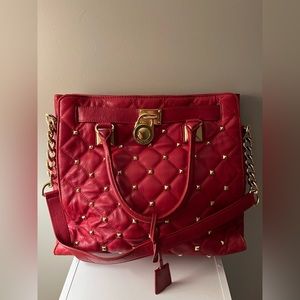 Red Studded Michael Kors Tote